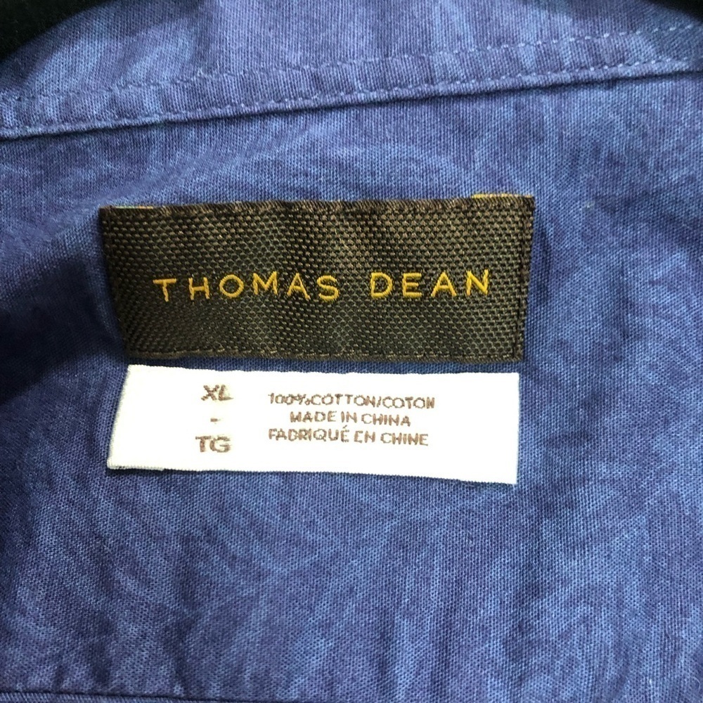 THOMAS DEAN long sleeve shirt button front purple/blue leaf print - Picture 3 of 11